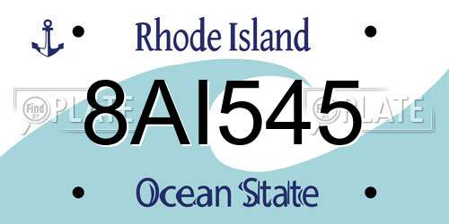 8AI545 Rhode Island License Plate