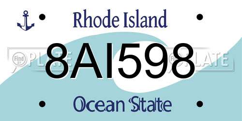 8AI598 Rhode Island License Plate