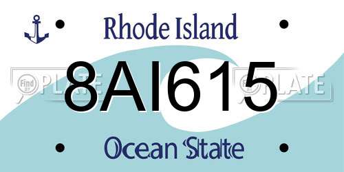 8AI615 Rhode Island License Plate