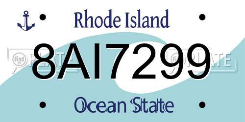 8AI7299 Rhode Island License Plate