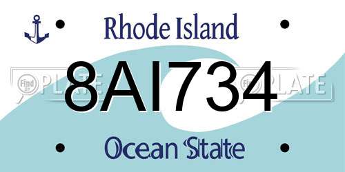 8AI734 Rhode Island License Plate