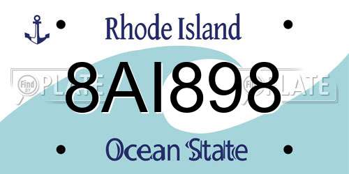 8AI898 Rhode Island License Plate