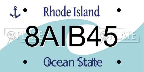 8AIB45 Rhode Island License Plate