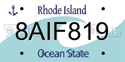 8AIF819 Rhode Island License Plate