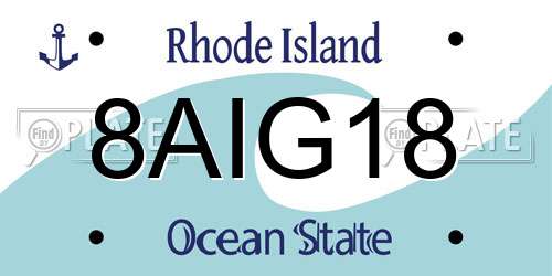 8AIG18 Rhode Island License Plate