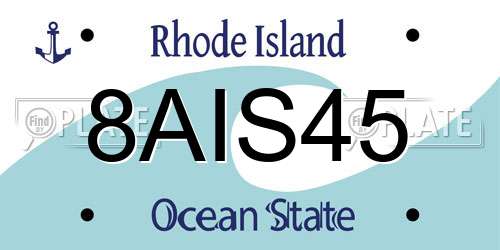 8AIS45 Rhode Island License Plate