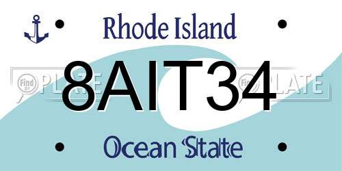 8AIT34 Rhode Island License Plate