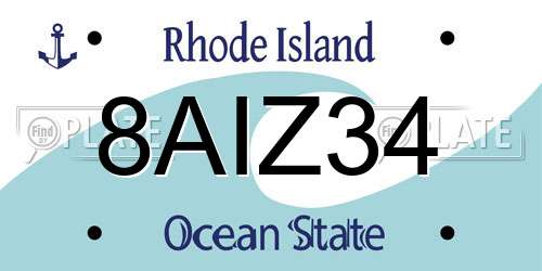 8AIZ34 Rhode Island License Plate