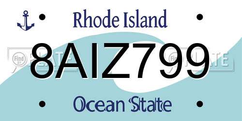 8AIZ799 Rhode Island License Plate