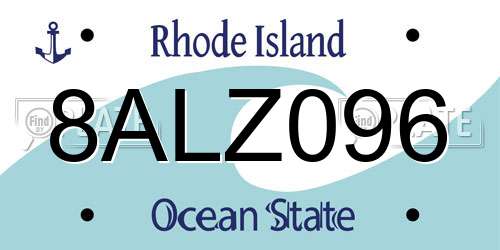 8ALZ096 Rhode Island License Plate