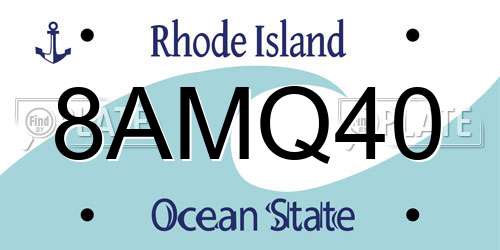 8AMQ40 Rhode Island License Plate