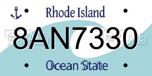 8AN7330 Rhode Island License Plate