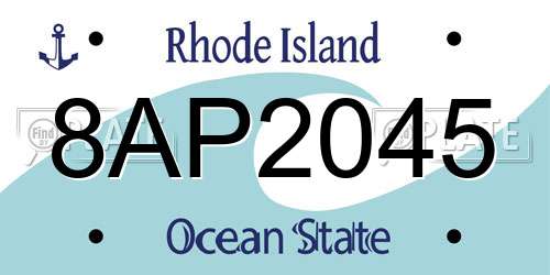 8AP2045 Rhode Island License Plate