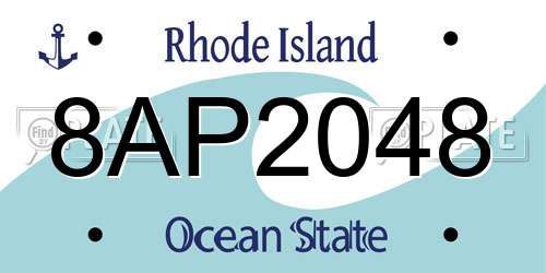 8AP2048 Rhode Island License Plate