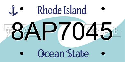 8AP7045 Rhode Island License Plate