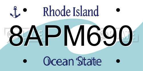 8APM690 Rhode Island License Plate