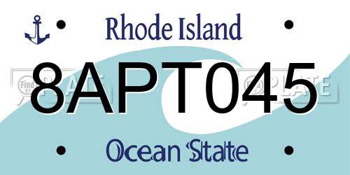 8APT045 Rhode Island License Plate