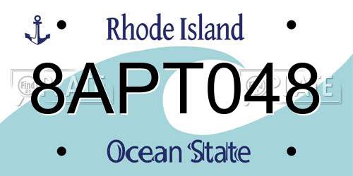 8APT048 Rhode Island License Plate