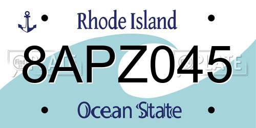 8APZ045 Rhode Island License Plate