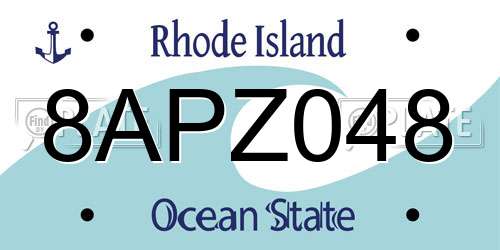 8APZ048 Rhode Island License Plate