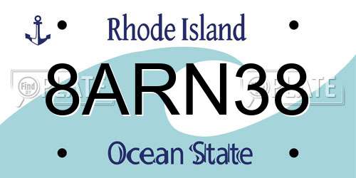 8ARN38 Rhode Island License Plate