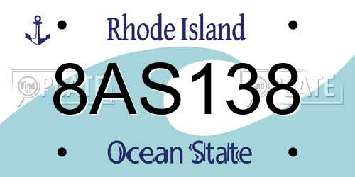 8AS138 Rhode Island License Plate