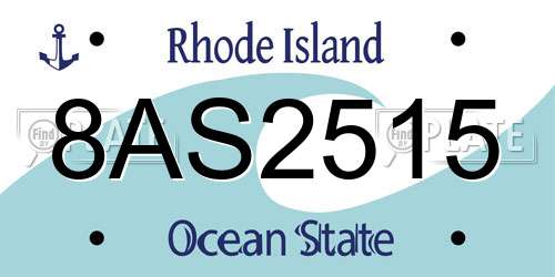 8AS2515 Rhode Island License Plate