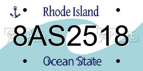 8AS2518 Rhode Island License Plate