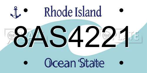 8AS4221 Rhode Island License Plate