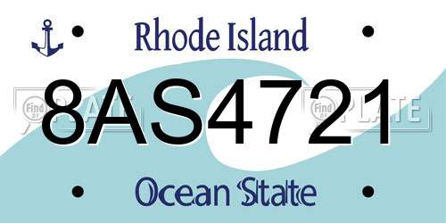 8AS4721 Rhode Island License Plate