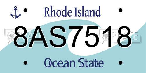 8AS7518 Rhode Island License Plate