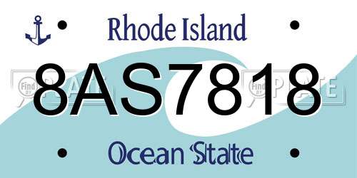 8AS7818 Rhode Island License Plate
