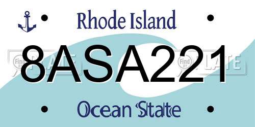 8ASA221 Rhode Island License Plate