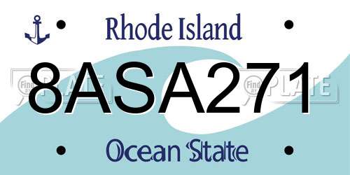 8ASA271 Rhode Island License Plate