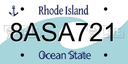 8ASA721 Rhode Island License Plate