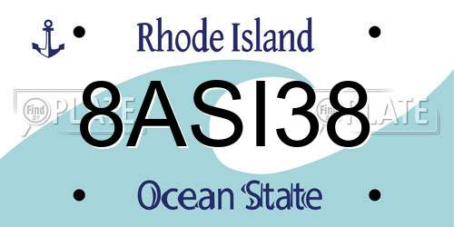 8ASI38 Rhode Island License Plate