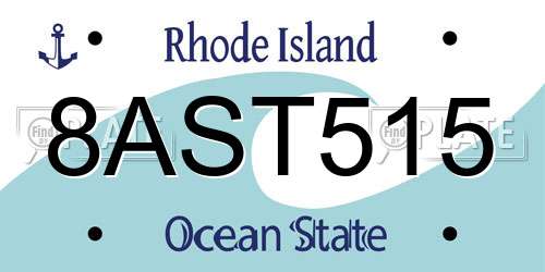 8AST515 Rhode Island License Plate