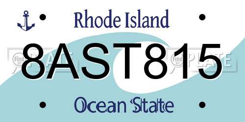 8AST815 Rhode Island License Plate