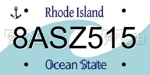 8ASZ515 Rhode Island License Plate