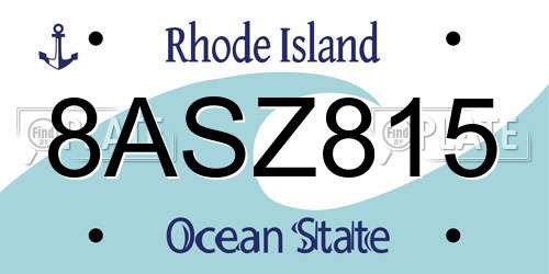 8ASZ815 Rhode Island License Plate