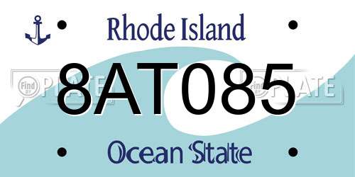 8AT085 Rhode Island License Plate