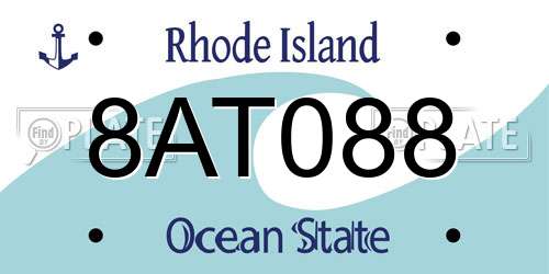 8AT088 Rhode Island License Plate