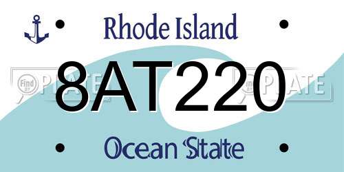 8AT220 Rhode Island License Plate