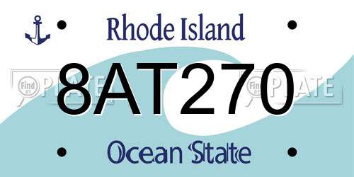 8AT270 Rhode Island License Plate