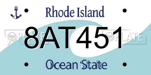 8AT451 Rhode Island License Plate