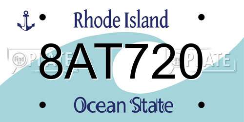 8AT720 Rhode Island License Plate