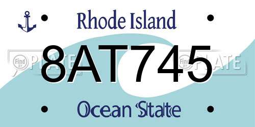 8AT745 Rhode Island License Plate