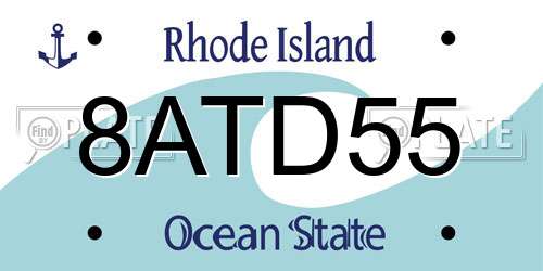 8ATD55 Rhode Island License Plate
