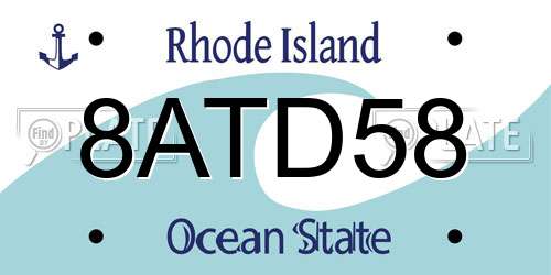 8ATD58 Rhode Island License Plate