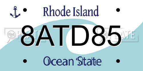 8ATD85 Rhode Island License Plate
